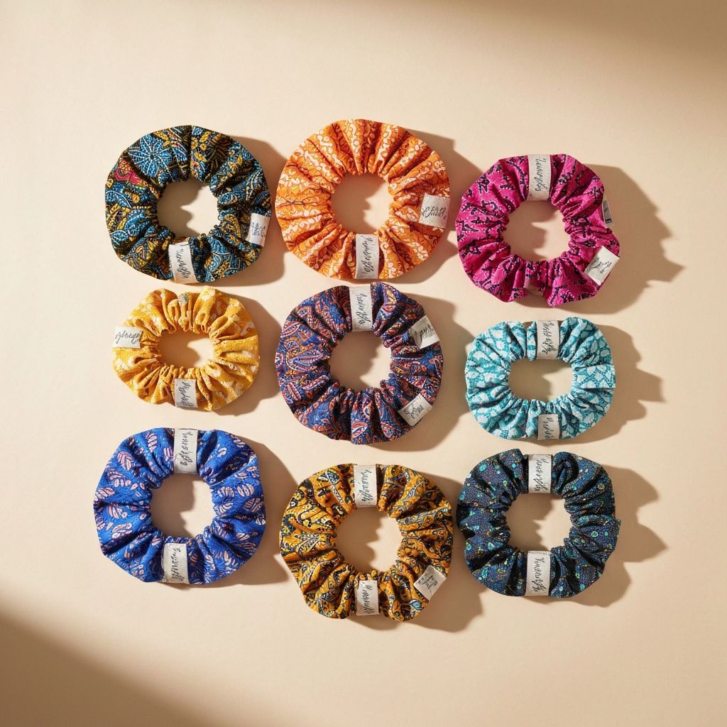 Batik fabric scrunchies and accessories