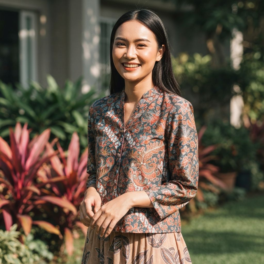 Woman wearing batik blouse